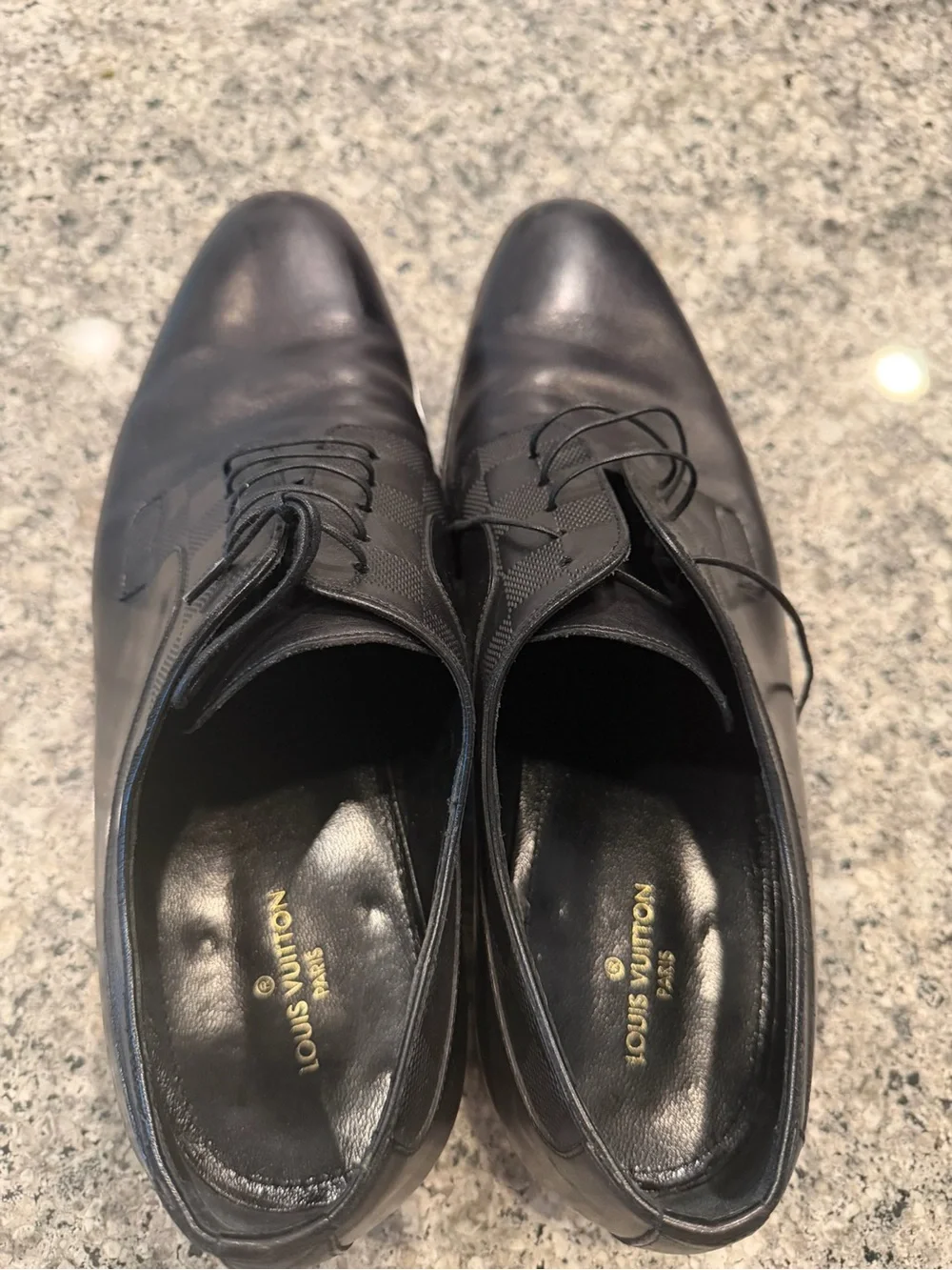 Louis Vuitton Black Leather Lace-Up Oxfords